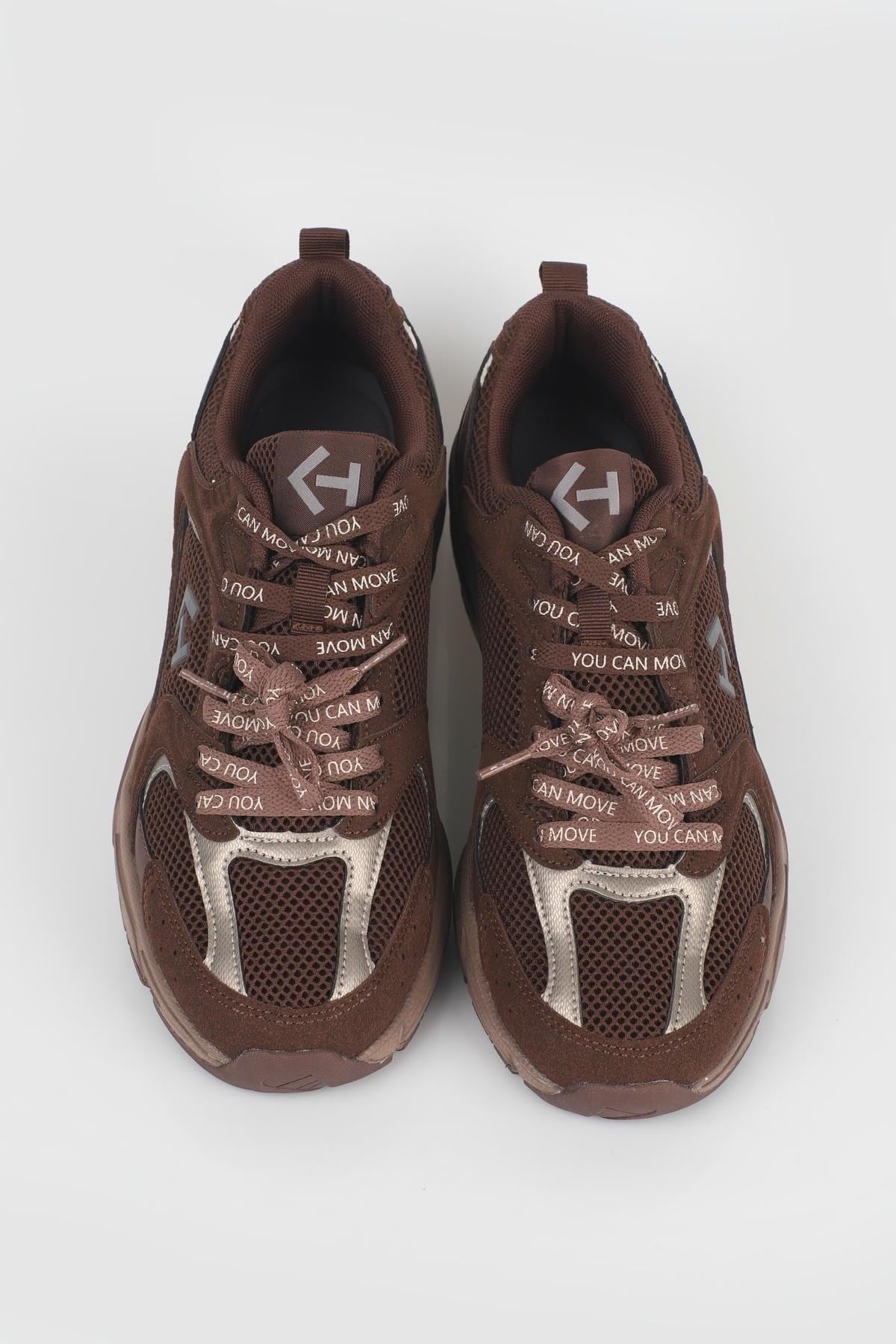 Letoon  MOVE-25 Retro Tasarım Kalın Tabanlı File Detaylı Günlük Sneaker Spor Ayakkabı KAHVERENGİ