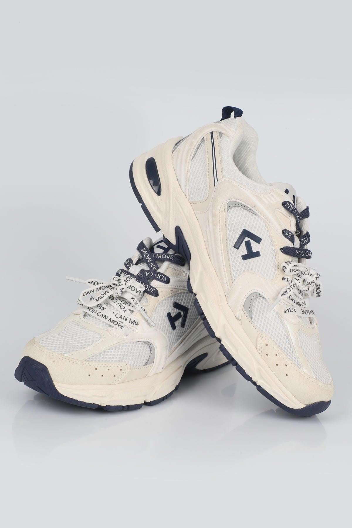 Letoon  MOVE-25 Retro Tasarım Kalın Tabanlı File Detaylı Günlük Sneaker Spor Ayakkabı BEYAZ