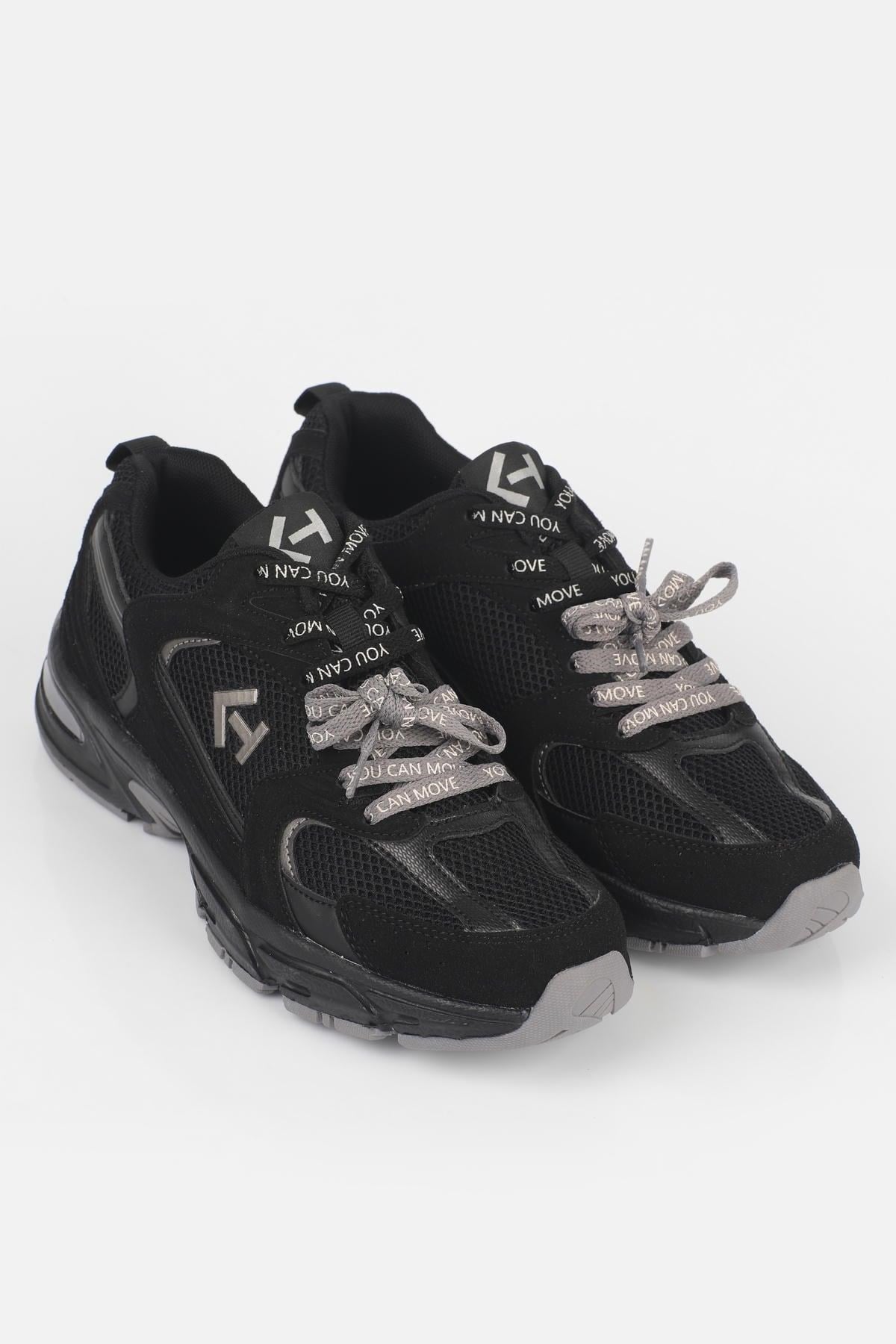 Letoon  MOVE-25 Retro Tasarım Kalın Tabanlı File Detaylı Günlük Sneaker Spor Ayakkabı SİYAH