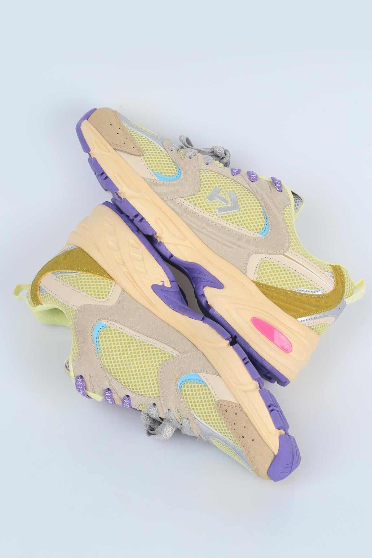 Letoon  MOVE-25 Retro Tasarım Kalın Tabanlı File Detaylı Günlük Sneaker Spor Ayakkabı SARI