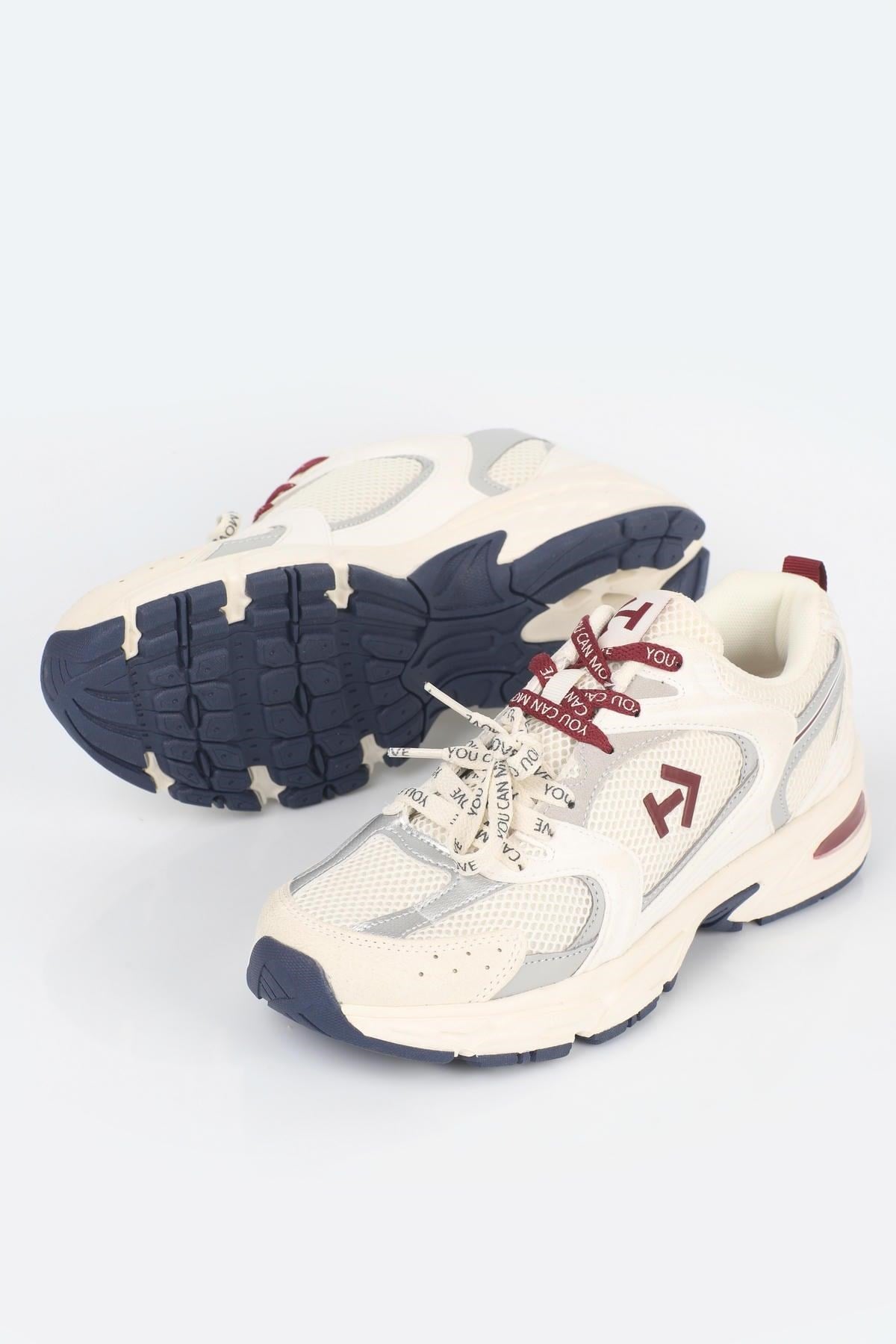 Letoon  MOVE-25 Retro Tasarım Kalın Tabanlı File Detaylı Günlük Sneaker Spor Ayakkabı BEJ