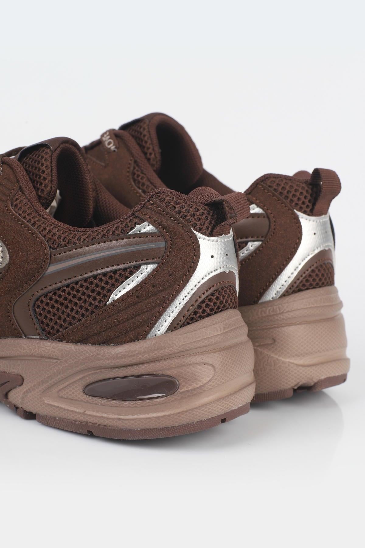 Letoon  MOVE-25 Retro Tasarım Kalın Tabanlı File Detaylı Günlük Sneaker Spor Ayakkabı KAHVERENGİ