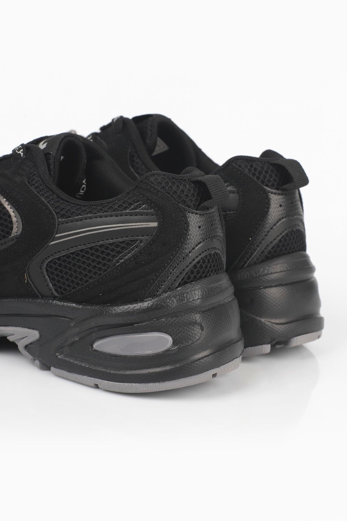 Letoon  MOVE-25 Retro Tasarım Kalın Tabanlı File Detaylı Günlük Sneaker Spor Ayakkabı SİYAH