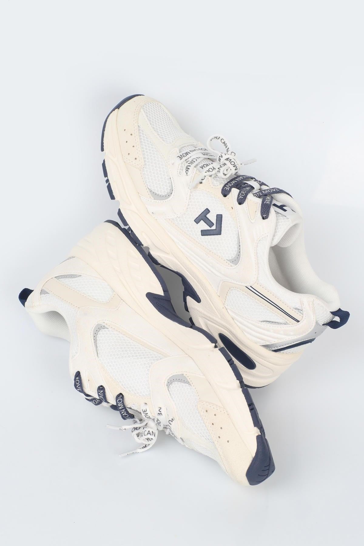 Letoon  MOVE-25 Retro Tasarım Kalın Tabanlı File Detaylı Günlük Sneaker Spor Ayakkabı BEYAZ