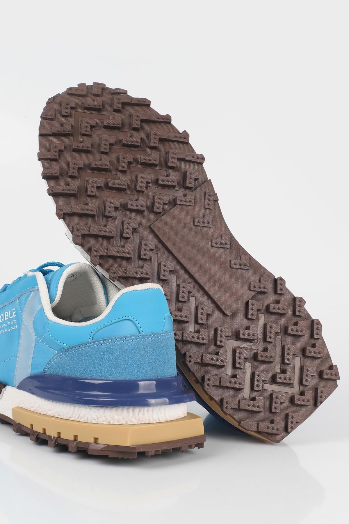 Letoon  MOVE-30 Unisex Retro Kalın Tabanlı Bağcıklı Günlük Sneaker Spor Ayakkabı MAVİ