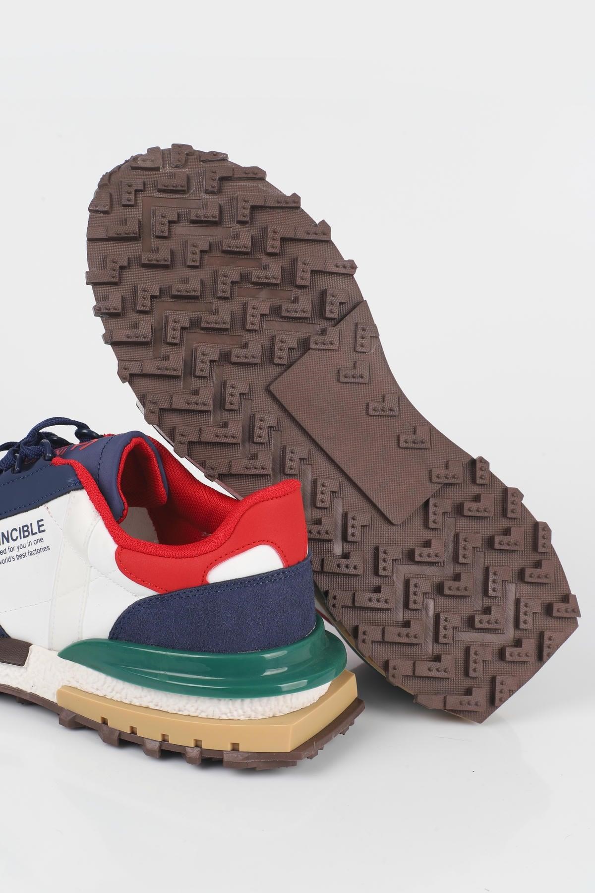 Letoon  MOVE-30 Unisex Retro Kalın Tabanlı Bağcıklı Günlük Sneaker Spor Ayakkabı BEYAZ MAVİ