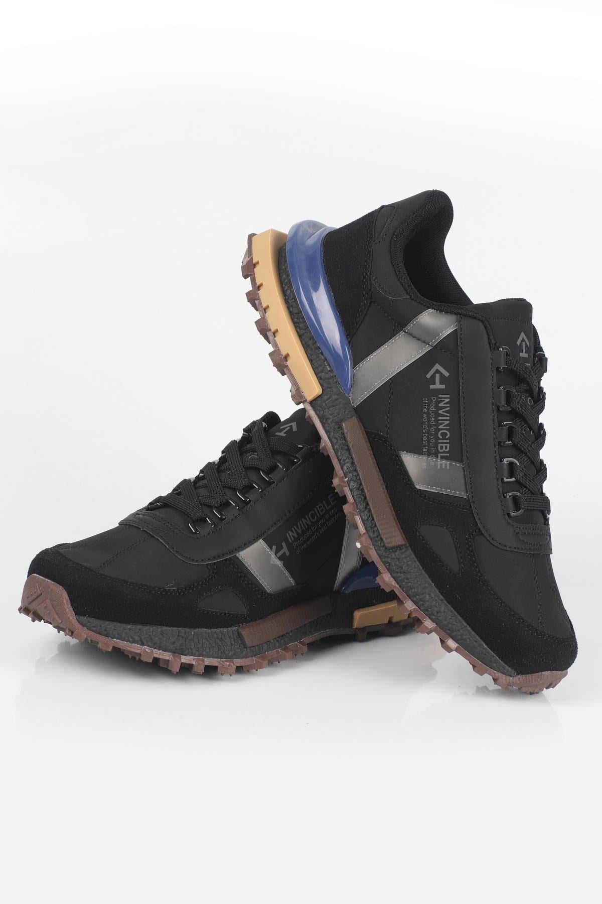 Letoon  MOVE-30 Unisex Retro Kalın Tabanlı Bağcıklı Günlük Sneaker Spor Ayakkabı SİYAH
