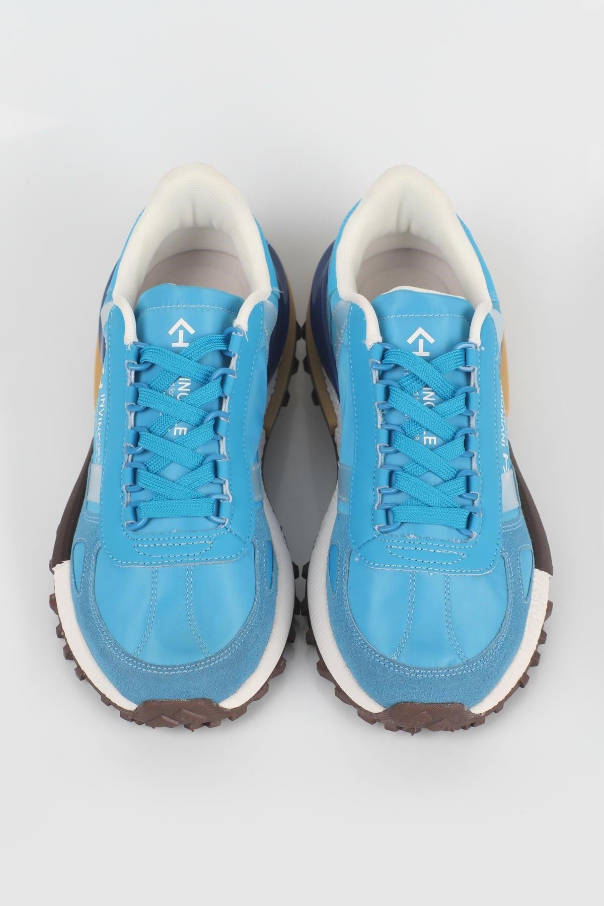 Letoon  MOVE-30 Unisex Retro Kalın Tabanlı Bağcıklı Günlük Sneaker Spor Ayakkabı MAVİ