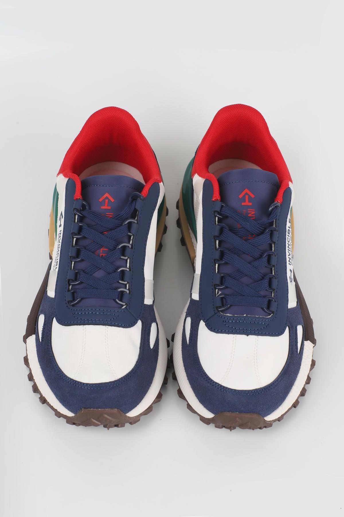 Letoon  MOVE-30 Unisex Retro Kalın Tabanlı Bağcıklı Günlük Sneaker Spor Ayakkabı BEYAZ MAVİ