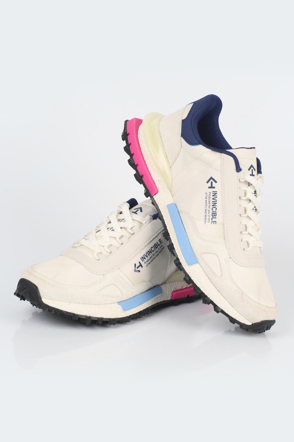 Letoon  MOVE-30 Unisex Retro Kalın Tabanlı Bağcıklı Günlük Sneaker Spor Ayakkabı BEYAZ
