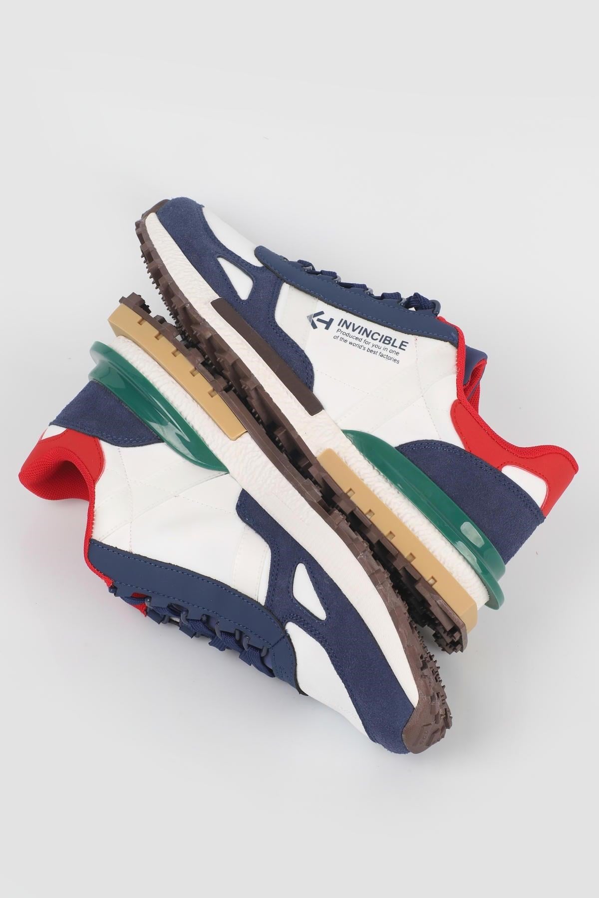 Letoon  MOVE-30 Unisex Retro Kalın Tabanlı Bağcıklı Günlük Sneaker Spor Ayakkabı BEYAZ MAVİ