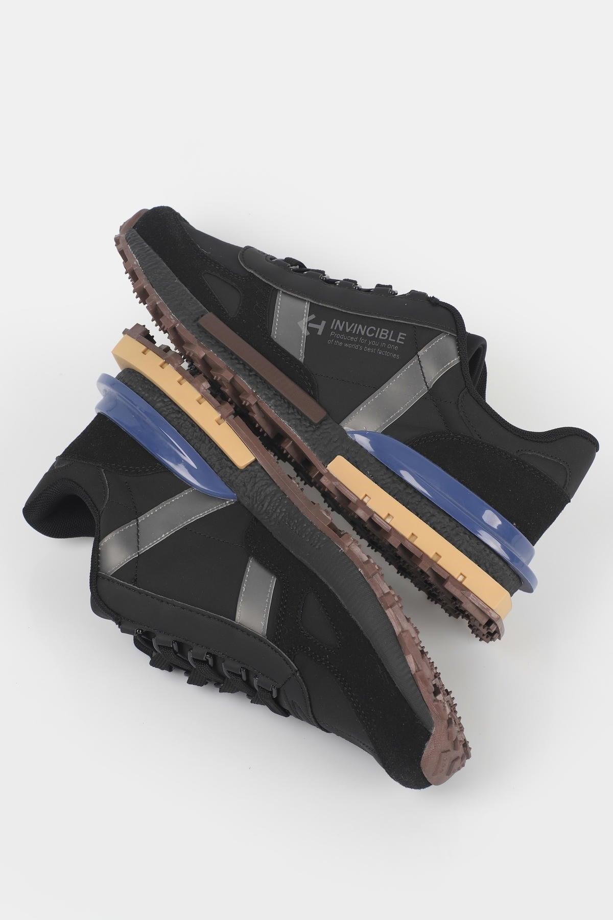 Letoon  MOVE-30 Unisex Retro Kalın Tabanlı Bağcıklı Günlük Sneaker Spor Ayakkabı SİYAH