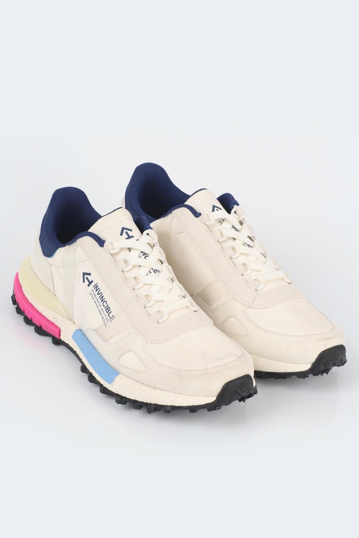 Letoon  MOVE-30 Unisex Retro Kalın Tabanlı Bağcıklı Günlük Sneaker Spor Ayakkabı BEYAZ