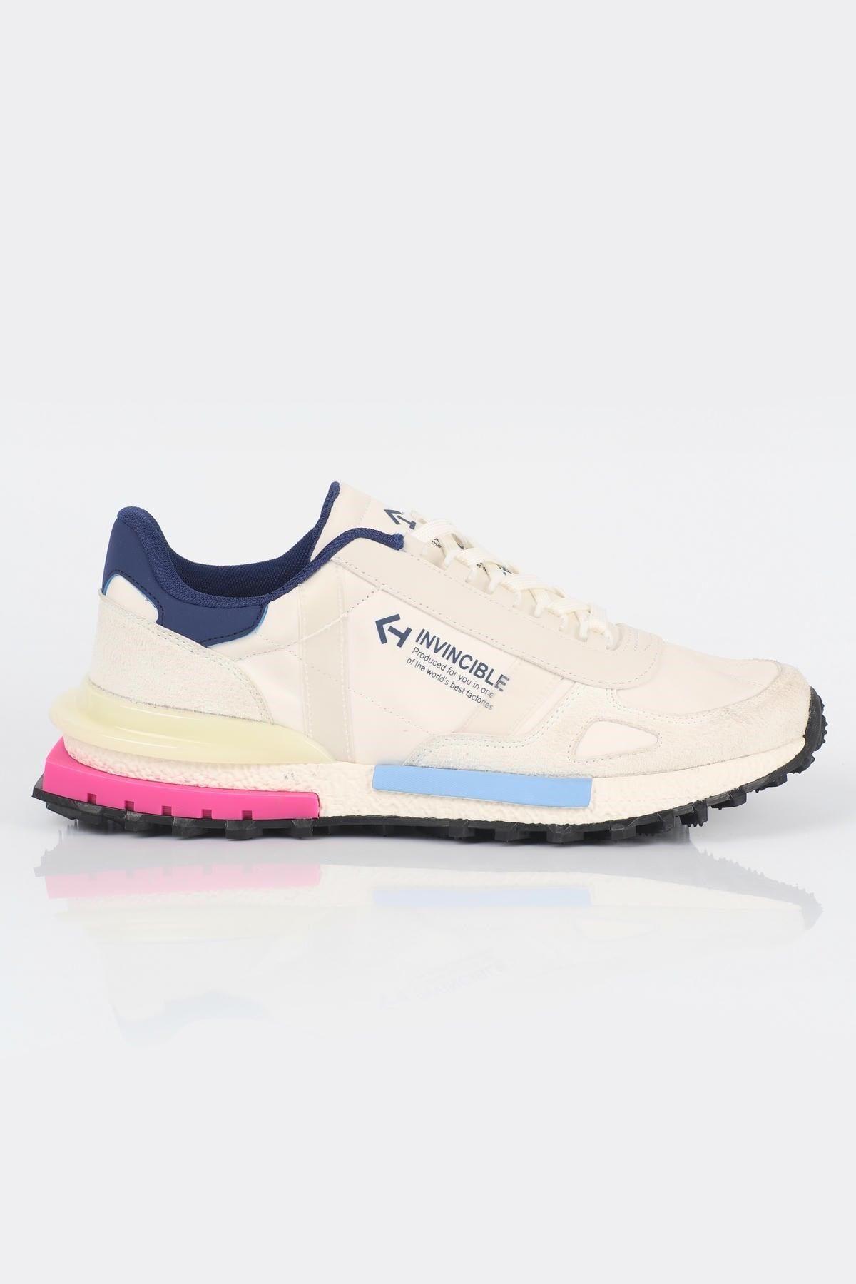 Letoon  MOVE-30 Unisex Retro Kalın Tabanlı Bağcıklı Günlük Sneaker Spor Ayakkabı BEYAZ