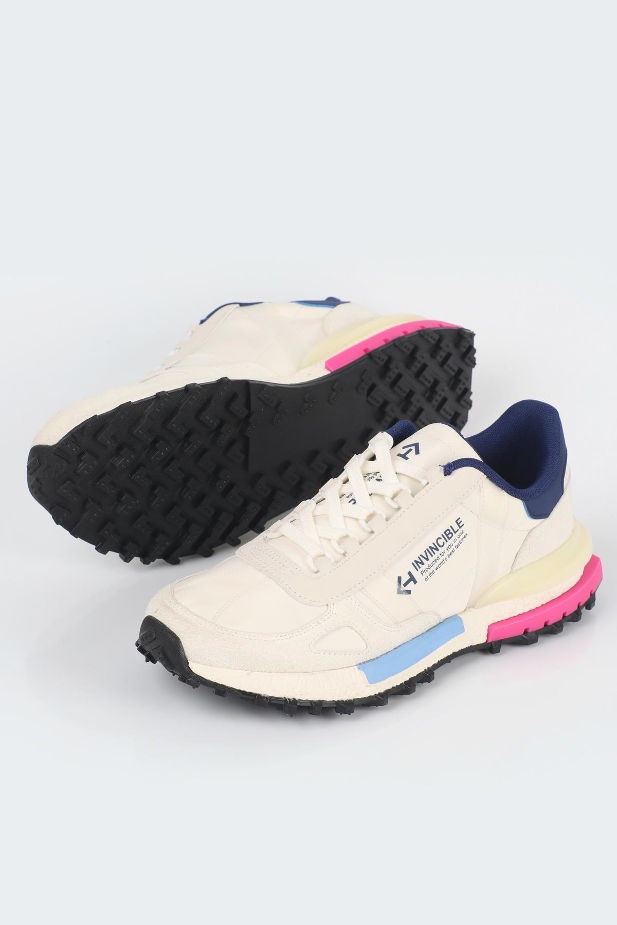 Letoon  MOVE-30 Unisex Retro Kalın Tabanlı Bağcıklı Günlük Sneaker Spor Ayakkabı BEYAZ