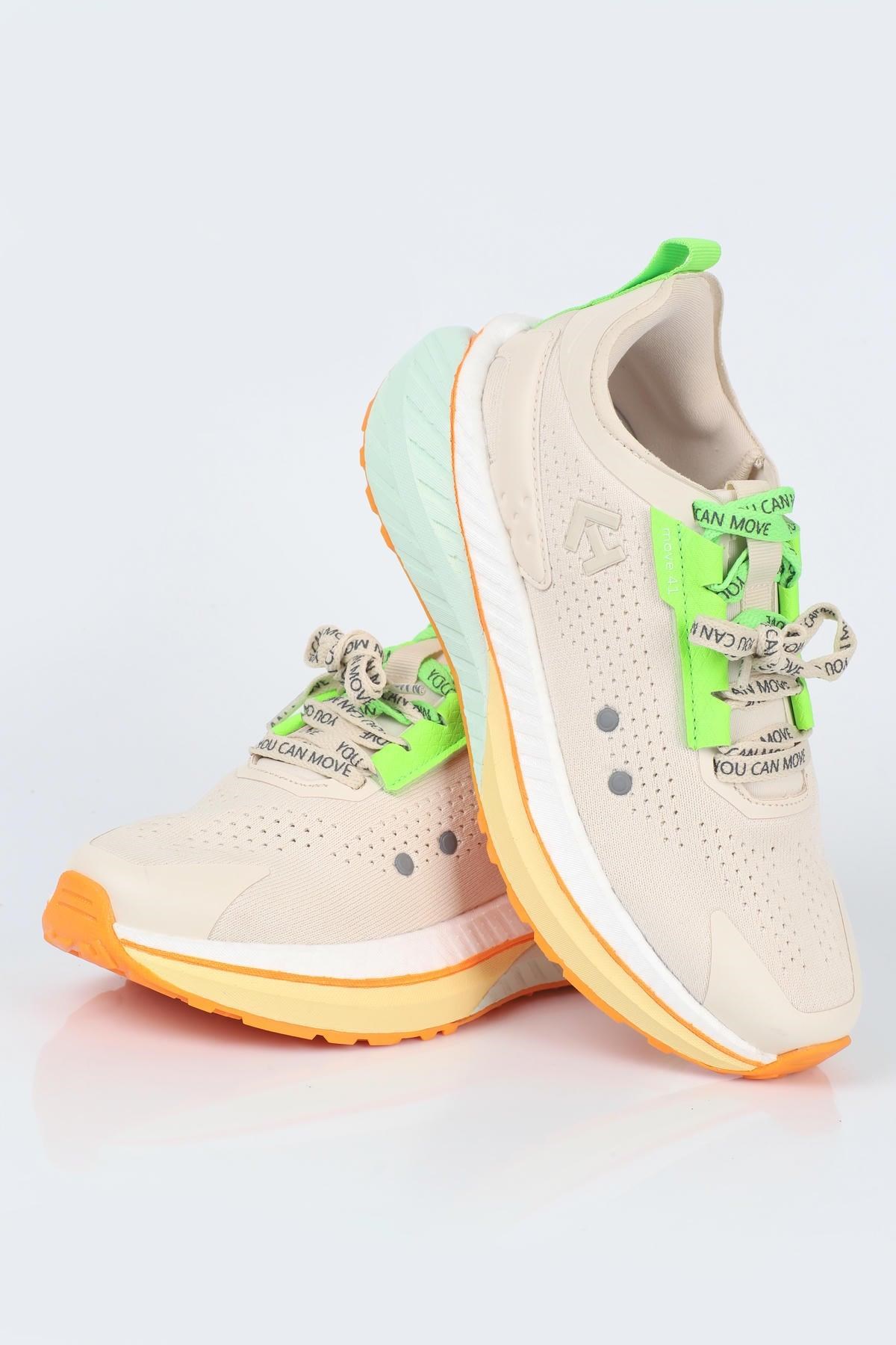 Letoon  MOVE-41 Unisex Yüksek Tabanlı Sneaker BEJ