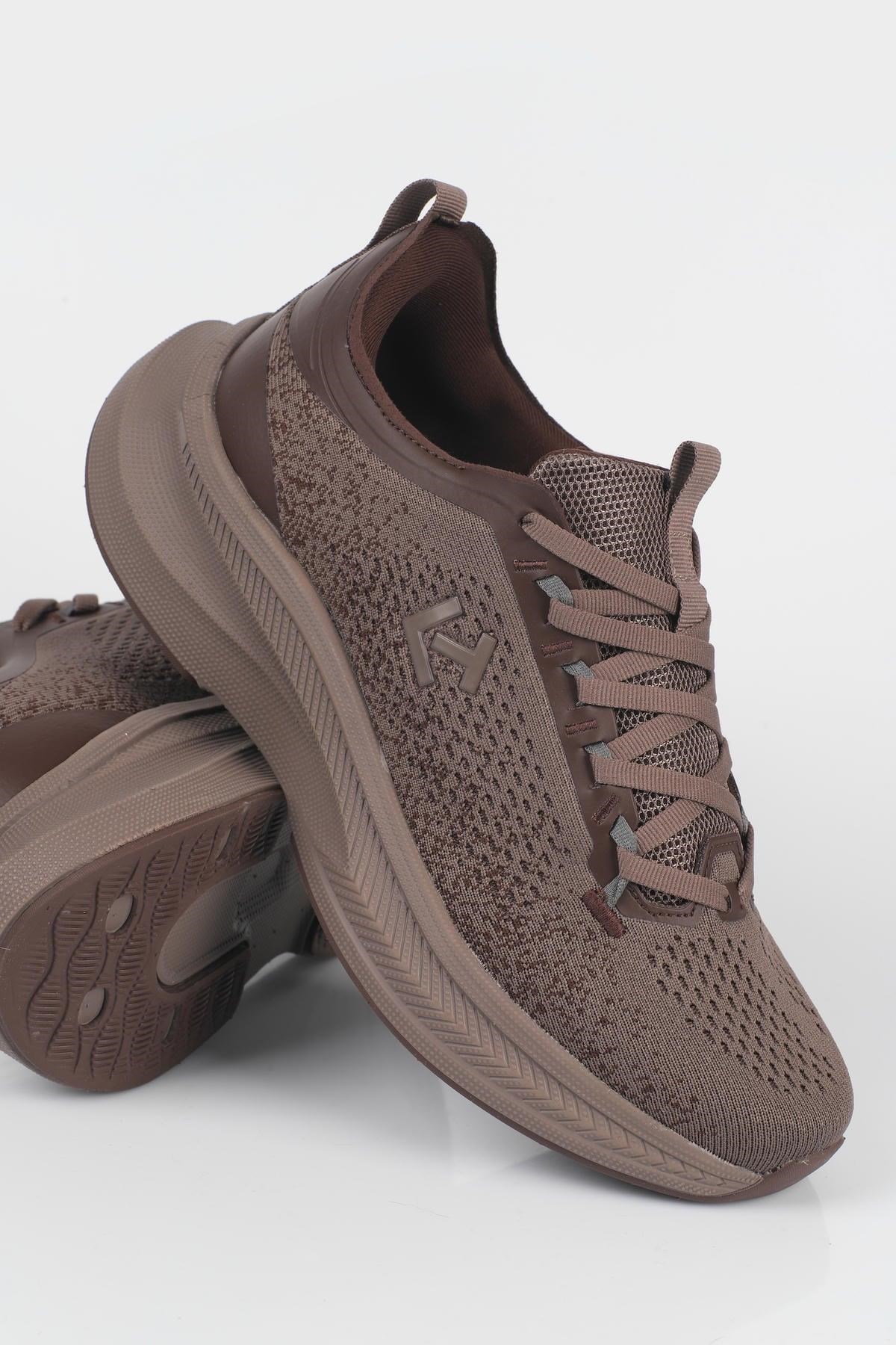 Letoon MOVE-50 Unisex Yüksek Tabanlı Örgü Dokulu Günlük Sneaker Spor Ayakkab KAHVERENGİ