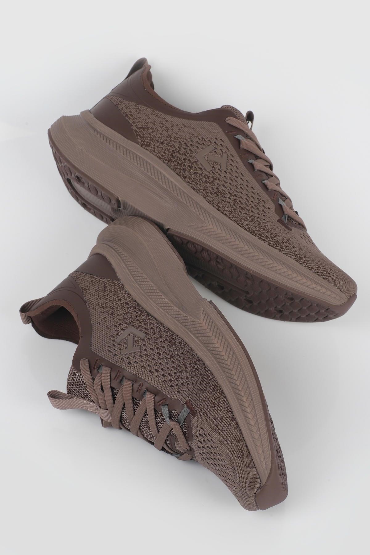 Letoon MOVE-50 Unisex Yüksek Tabanlı Örgü Dokulu Günlük Sneaker Spor Ayakkab KAHVERENGİ