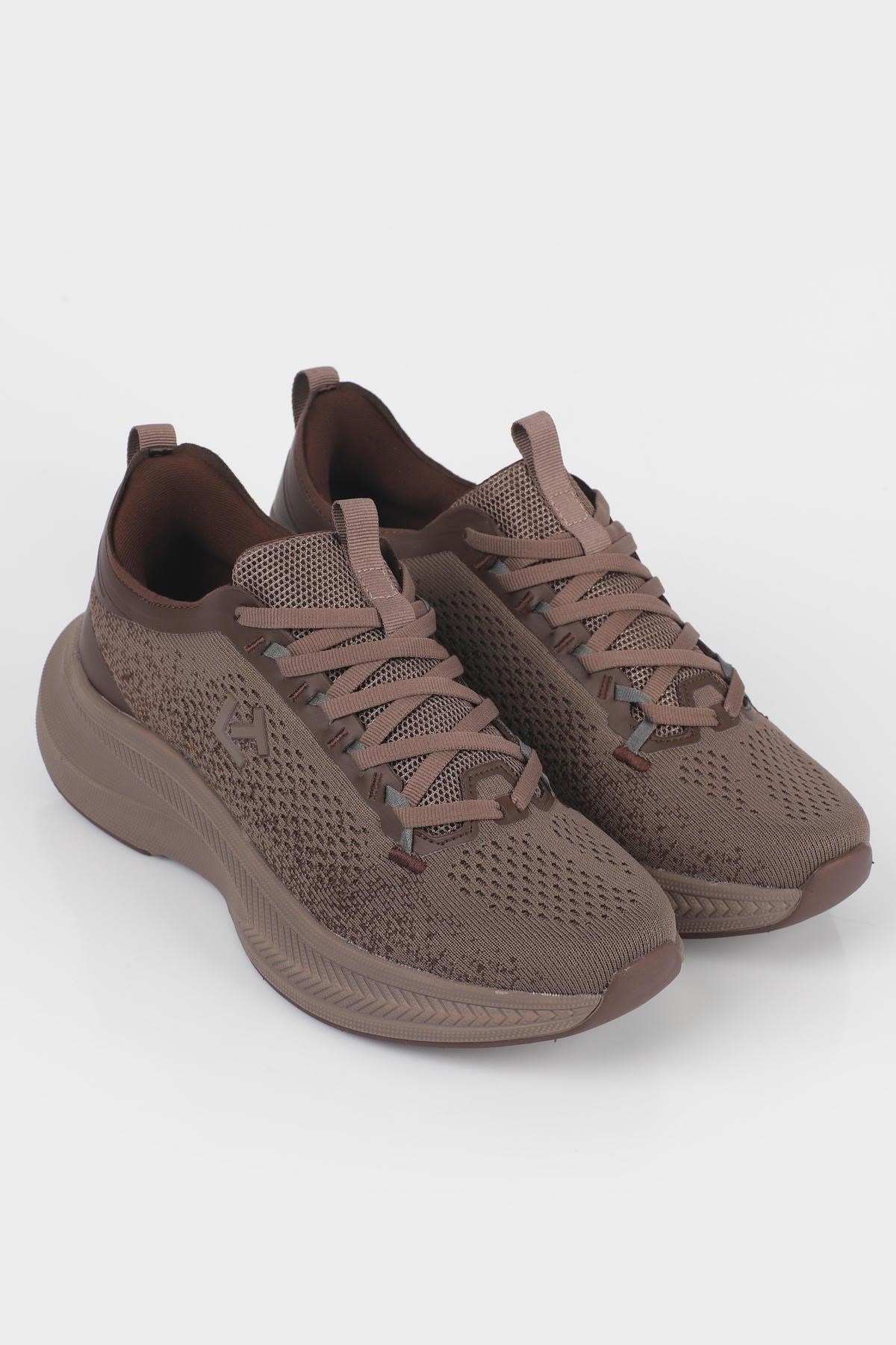 Letoon MOVE-50 Unisex Yüksek Tabanlı Örgü Dokulu Günlük Sneaker Spor Ayakkab KAHVERENGİ