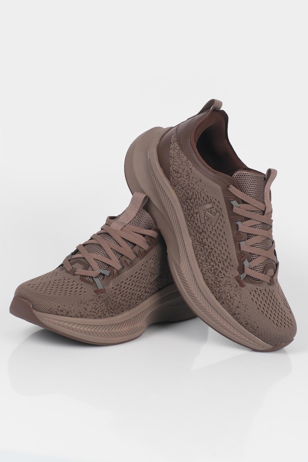 Letoon MOVE-50 Unisex Yüksek Tabanlı Örgü Dokulu Günlük Sneaker Spor Ayakkab KAHVERENGİ
