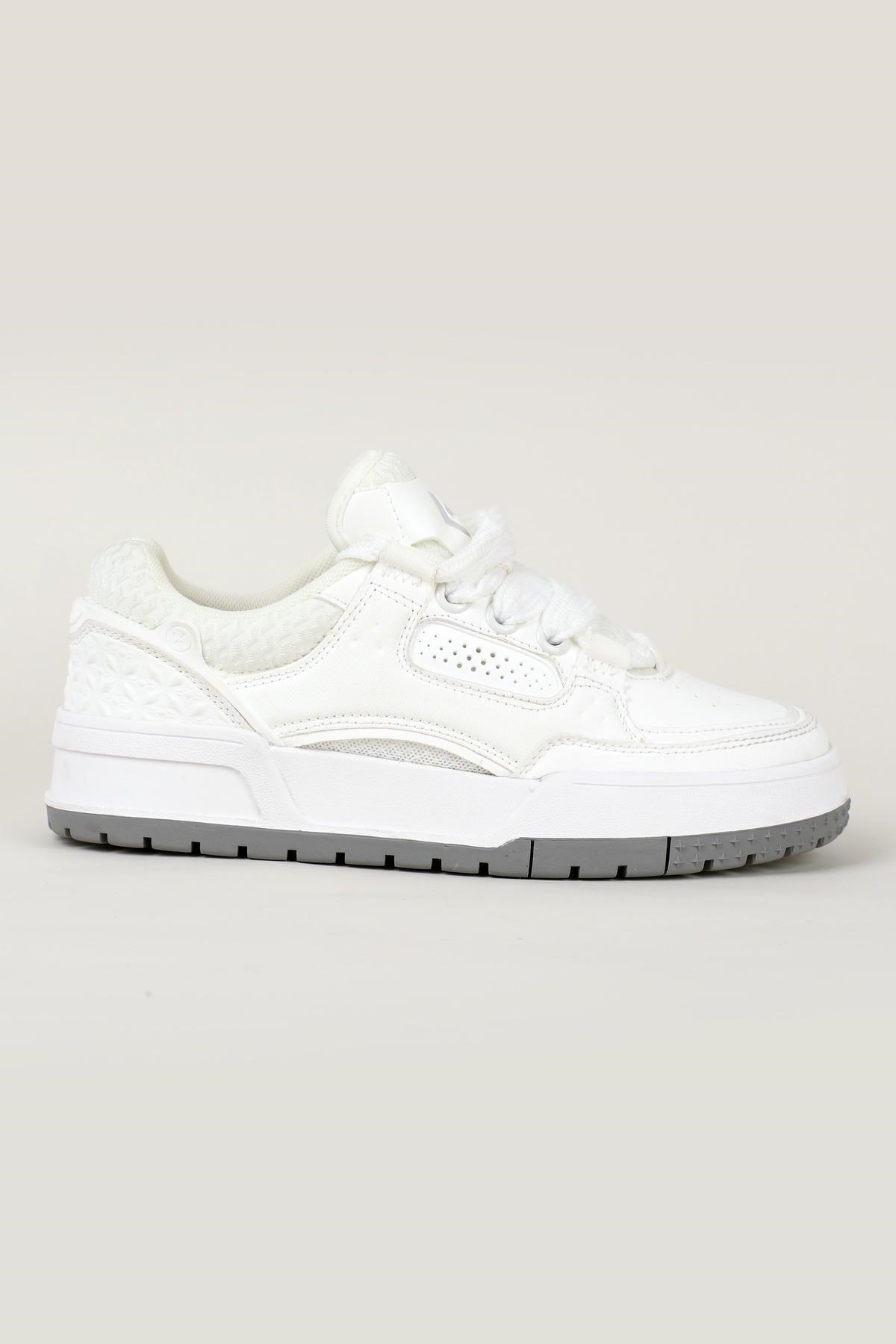 Letoon MOVE-EOPAIA Kalın Tabanlı Retro Tasarım Bağcıklı Günlük Sneaker Spor Ayakkabı BEYAZ