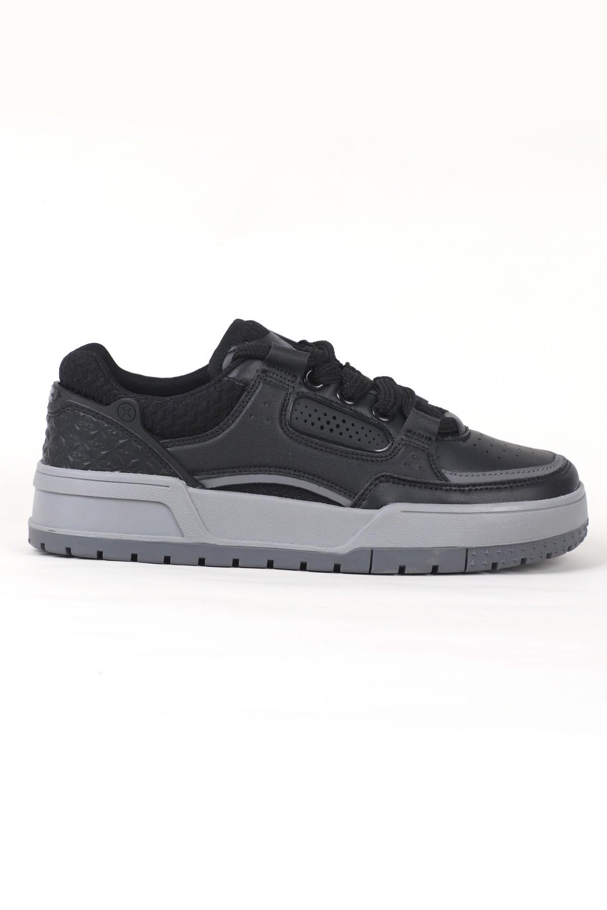 Letoon MOVE-EOPAIA Kalın Tabanlı Retro Tasarım Bağcıklı Günlük Sneaker Spor Ayakkabı SİYAH