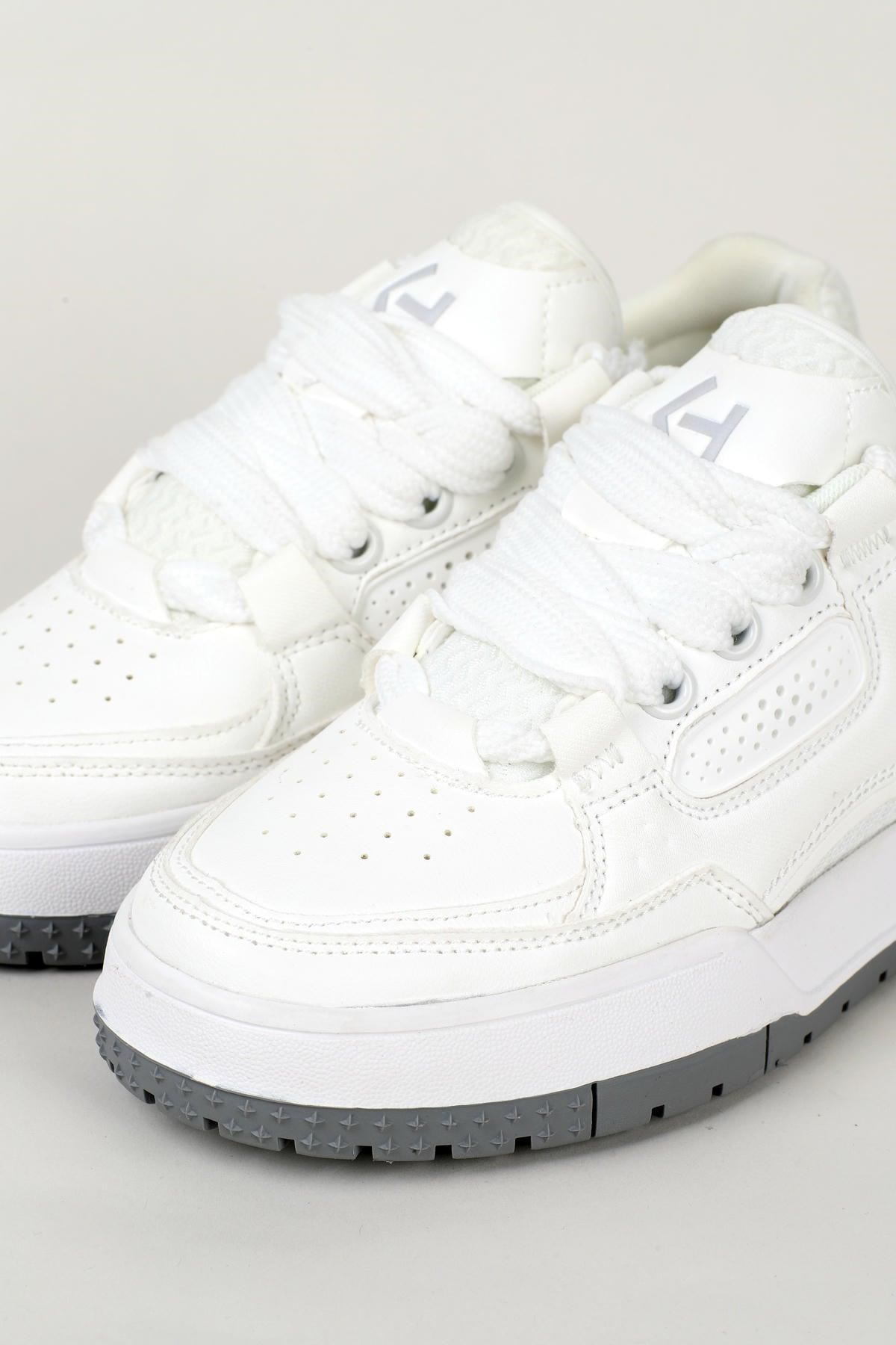 Letoon MOVE-EOPAIA Kalın Tabanlı Retro Tasarım Bağcıklı Günlük Sneaker Spor Ayakkabı BEYAZ
