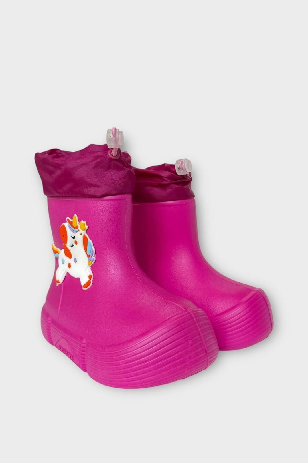 Letoon  PRETTY-01 Çocuk İçi Kürklü Unicorn Desenli Kalın Tabanlı Kışlık Çizme FUŞYA
