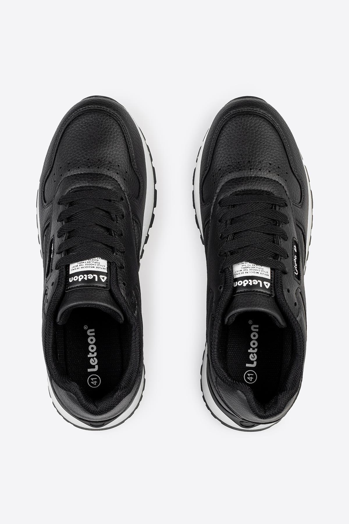 Letoon Tornado Erkek Premium Siyah Beyaz Sneaker 