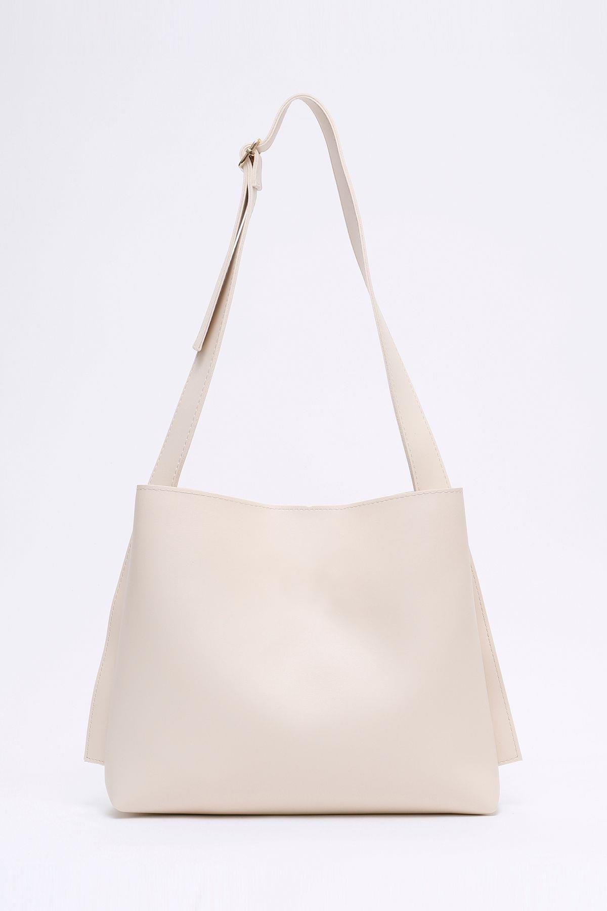 Suni Deri Krem El, Kol Ve Omuz Çantası 