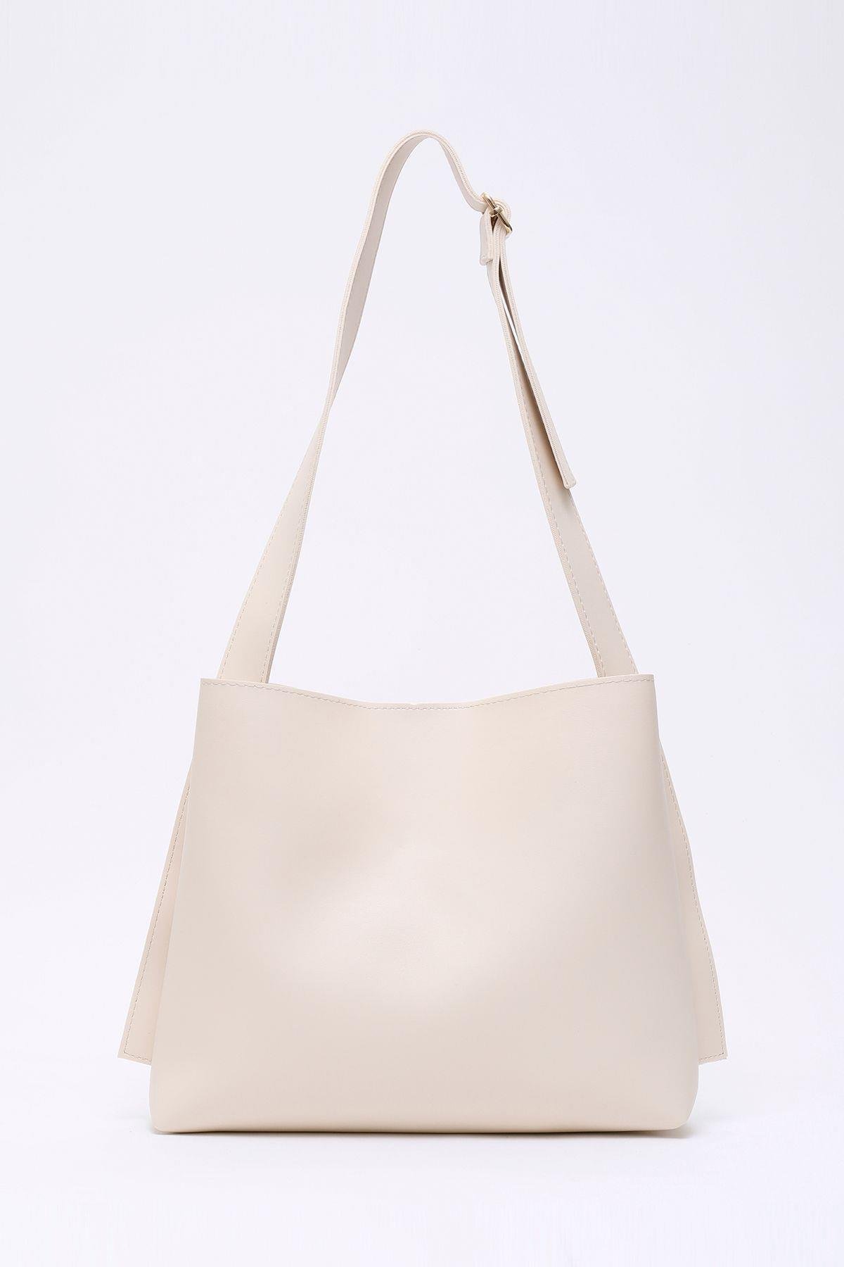 Suni Deri Krem El, Kol Ve Omuz Çantası 