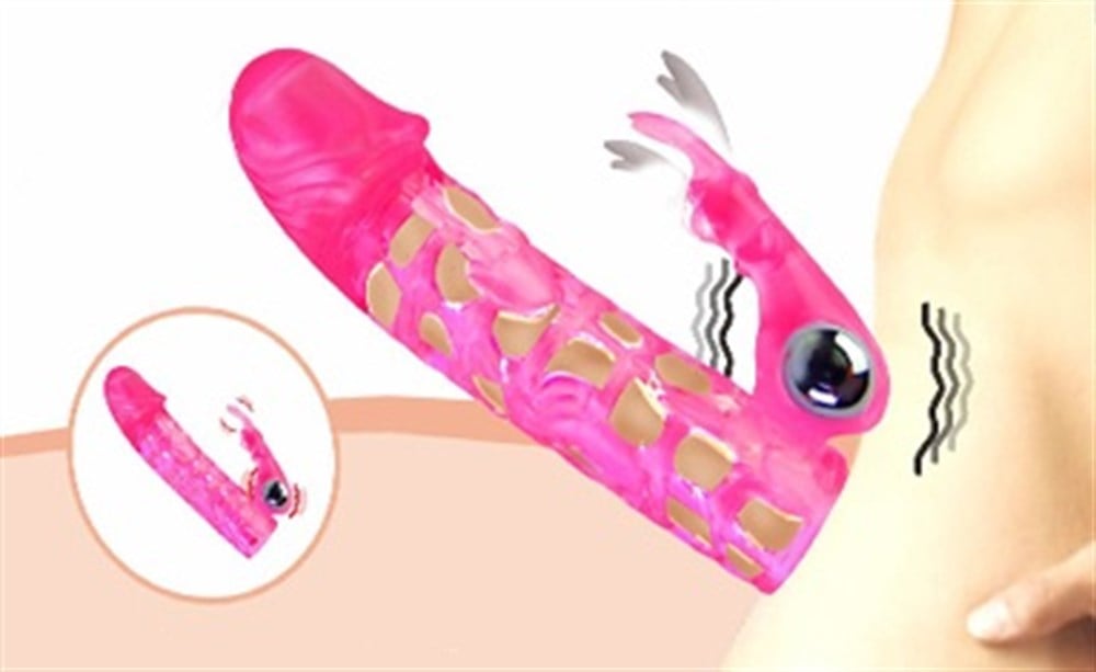 13 cm Klitoris Uyarıcılı Titreşimli Penis Kılıfı