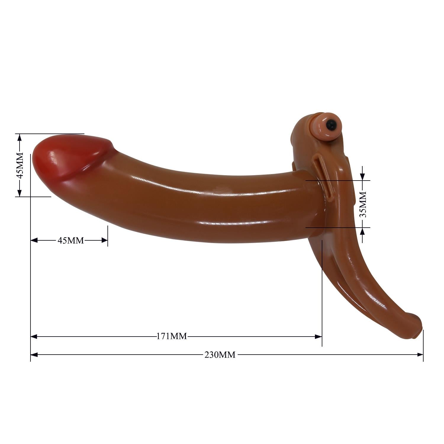 17,1 cm Titreşimli Belden Bağlamalı İçi Boş 4,5 cm Dolgulu Strapon Penis - Bradden