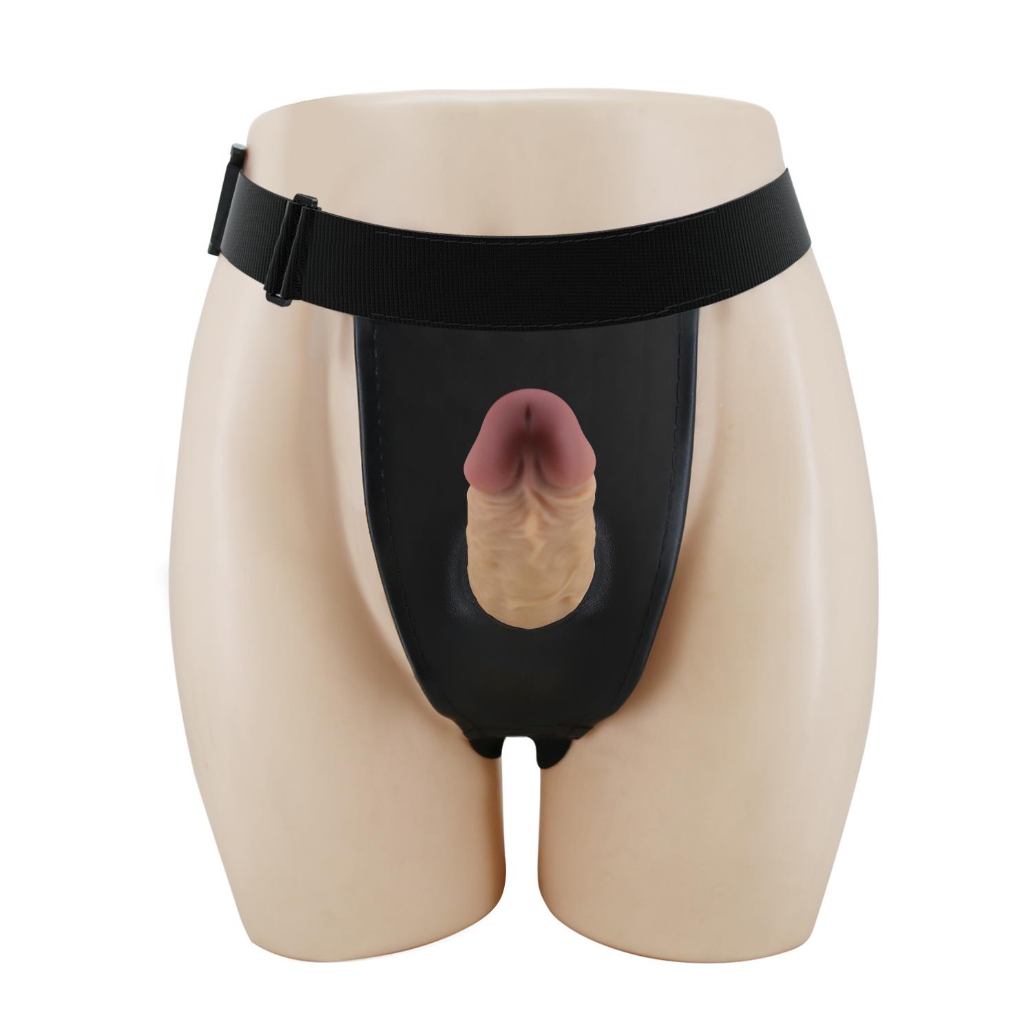 17,5 cm Belden Bağlamalı İçi Boş 7 cm Dolgulu Strapon Penis - Houston