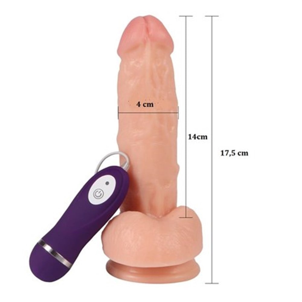 17,5 cm Gerçekçi Titreşimli Dildo Vibratör Penis