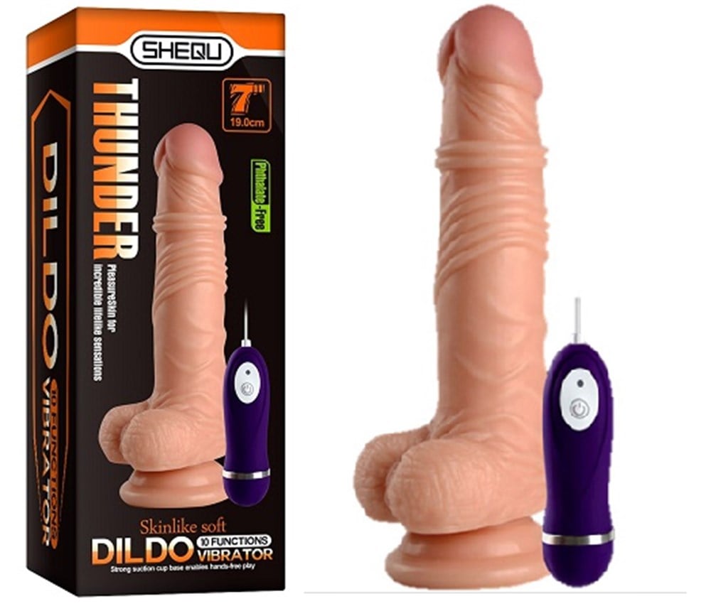 19 cm Gerçekçi Titreşimli Dildo Vibratör Penis - Thunder