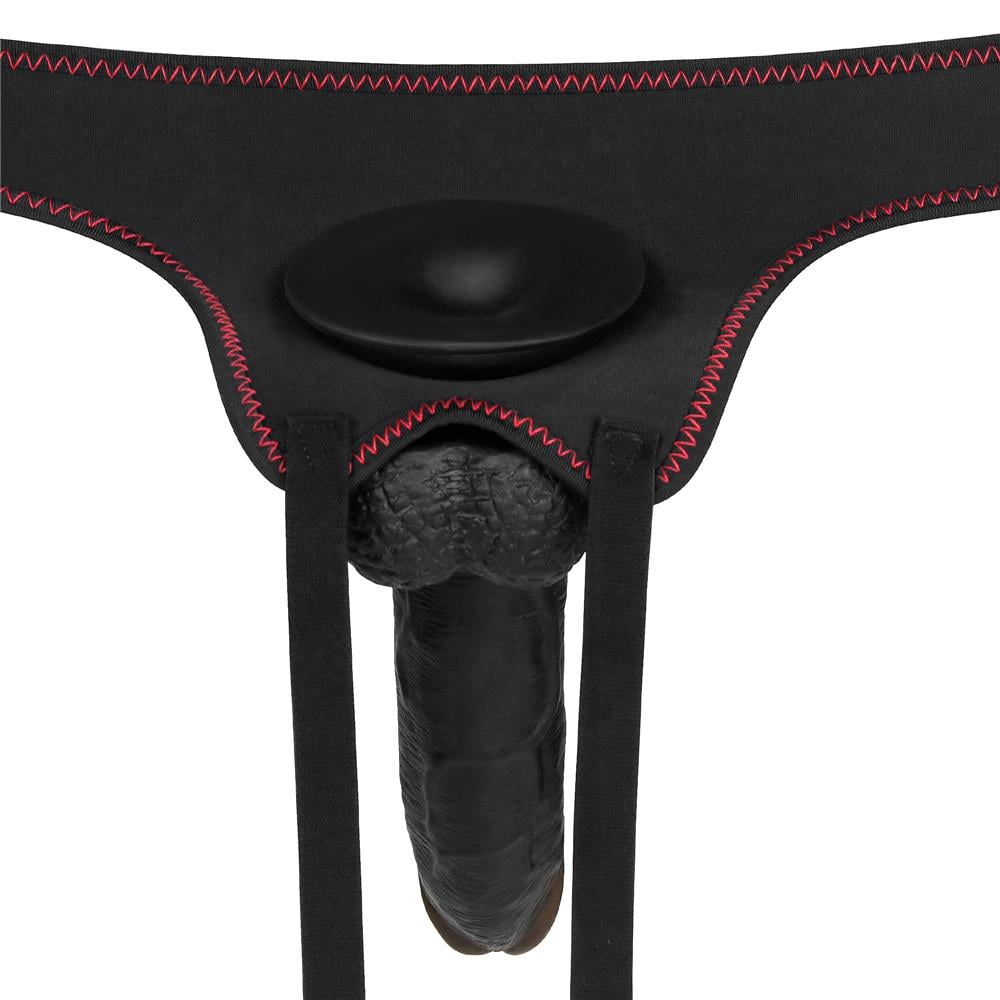 21,5 cm Belden Bağlamalı İçi Dolu Zenci Strapon Dildo