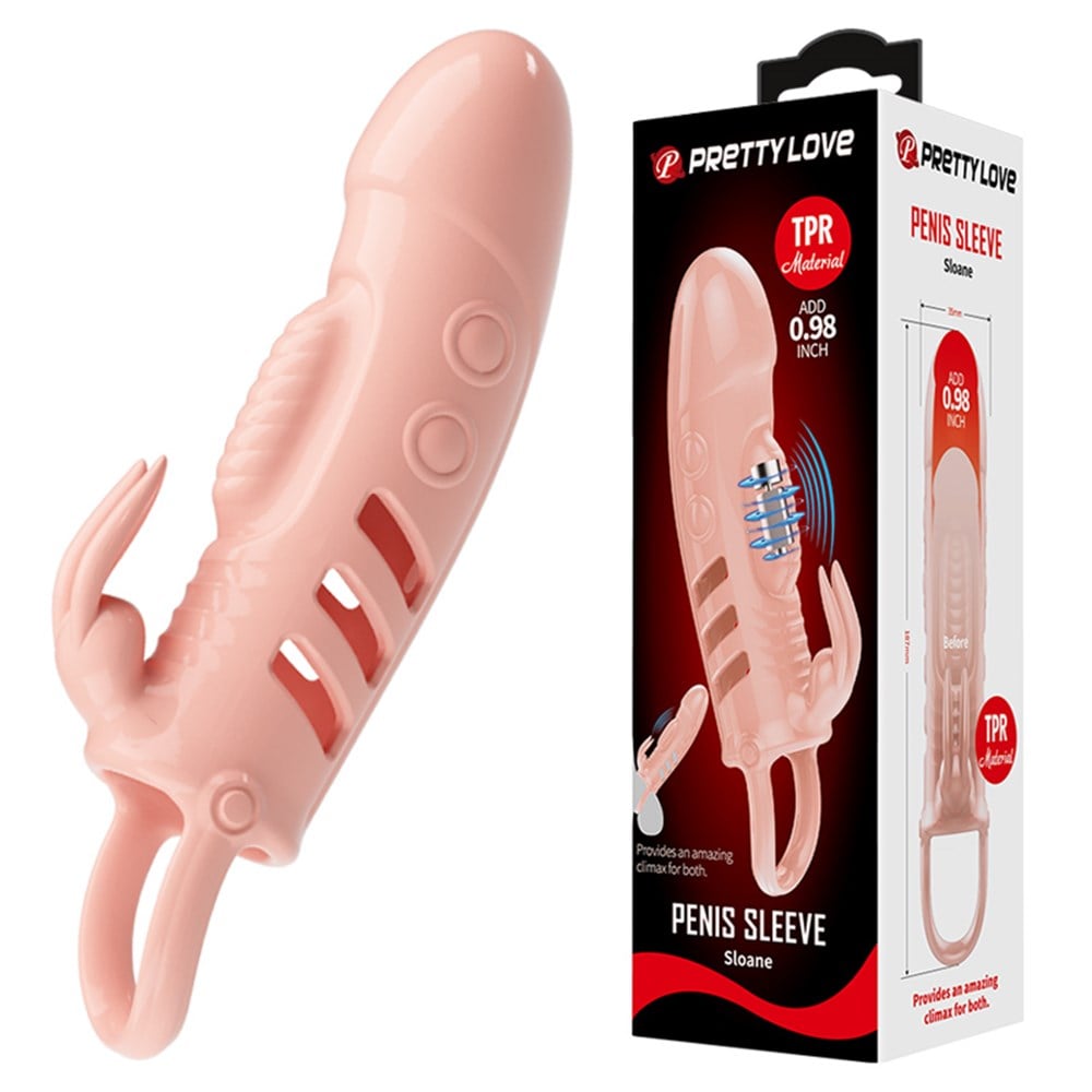 2,5 cm Dolgu Uzatmalı Titreşimli Penis Kılıfı Prezervatif Vibratör