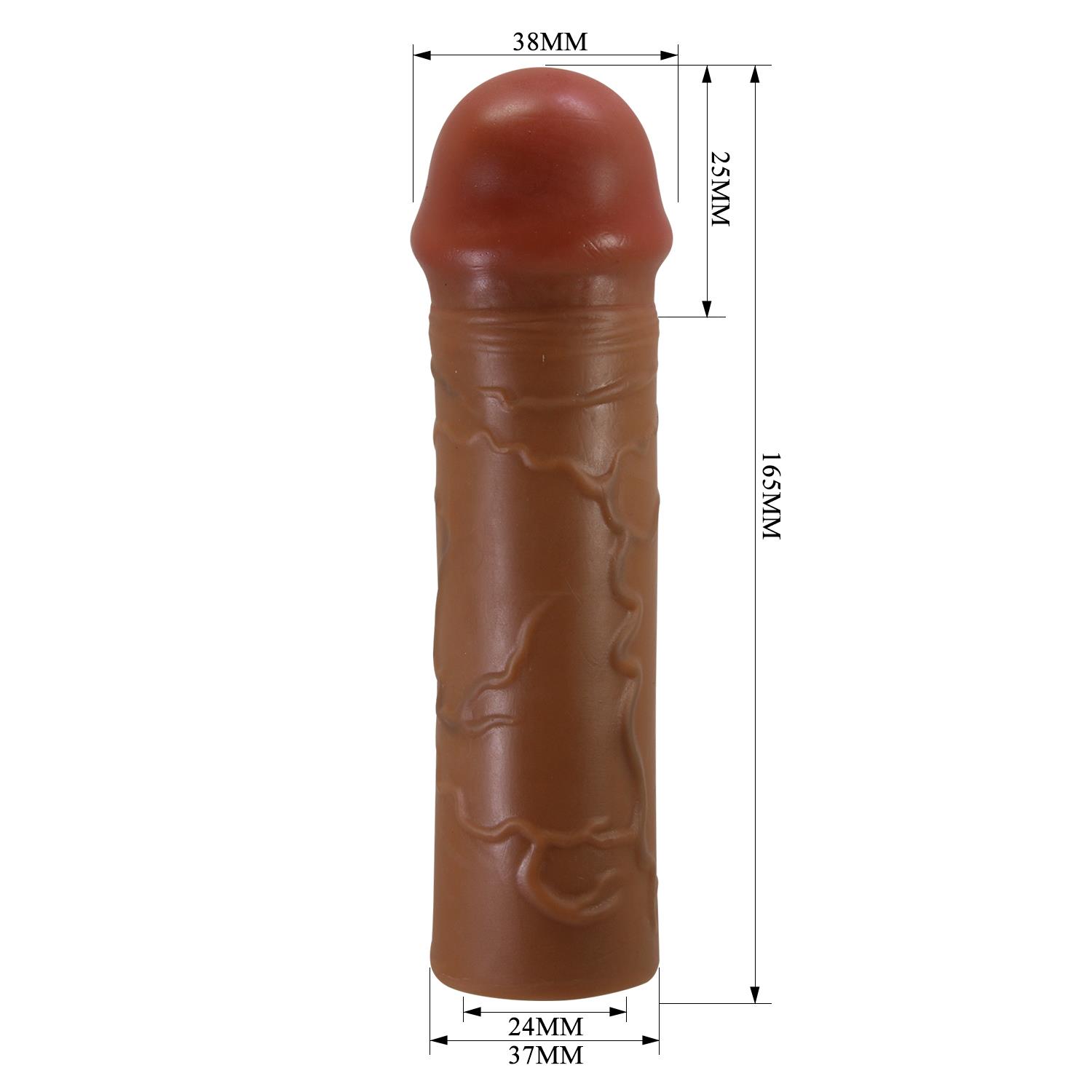 2,5 cm Dolgulu Premium Melez Rengi Silikon Penis Kılıfı - Nile