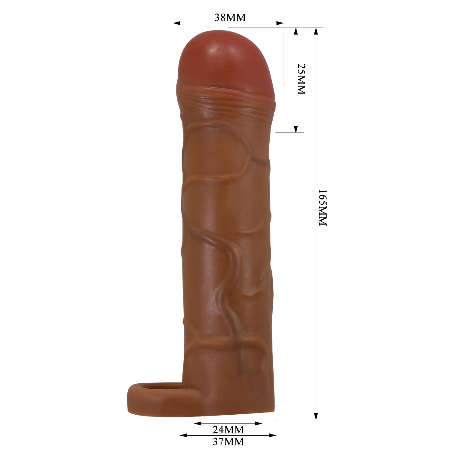 2,5 cm Dolgulu Premium Melez Rengi Silikon Penis Kılıfı - Bunion