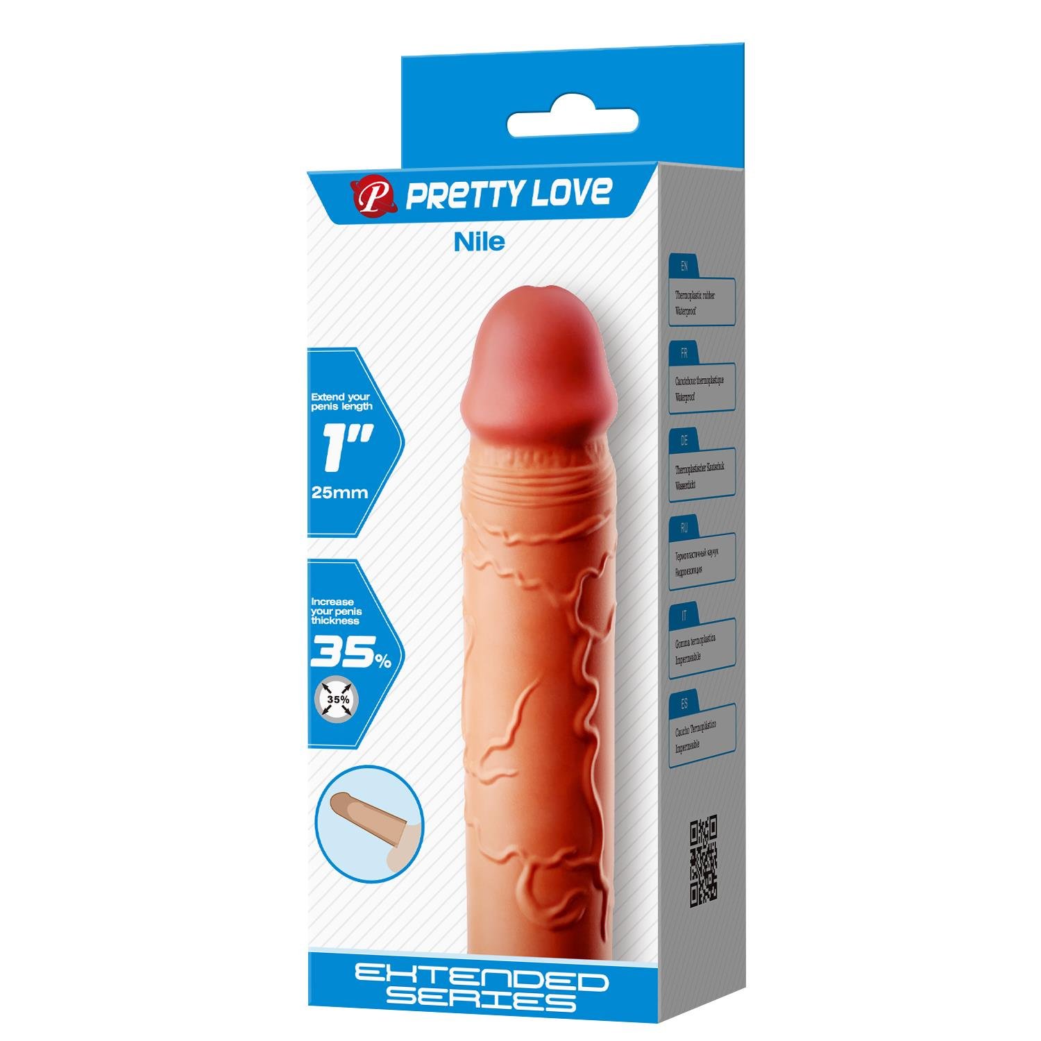 2,5 cm Dolgulu Premium Ten Rengi Silikon Penis Kılıfı - Nile