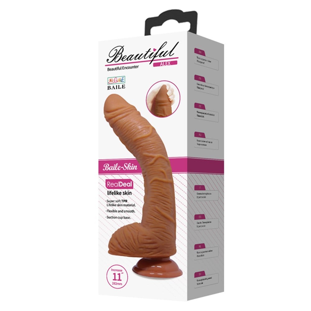 28,2 cm Belden Bağlamalı Gerçekçi Kalın Dildo Penis - Alex