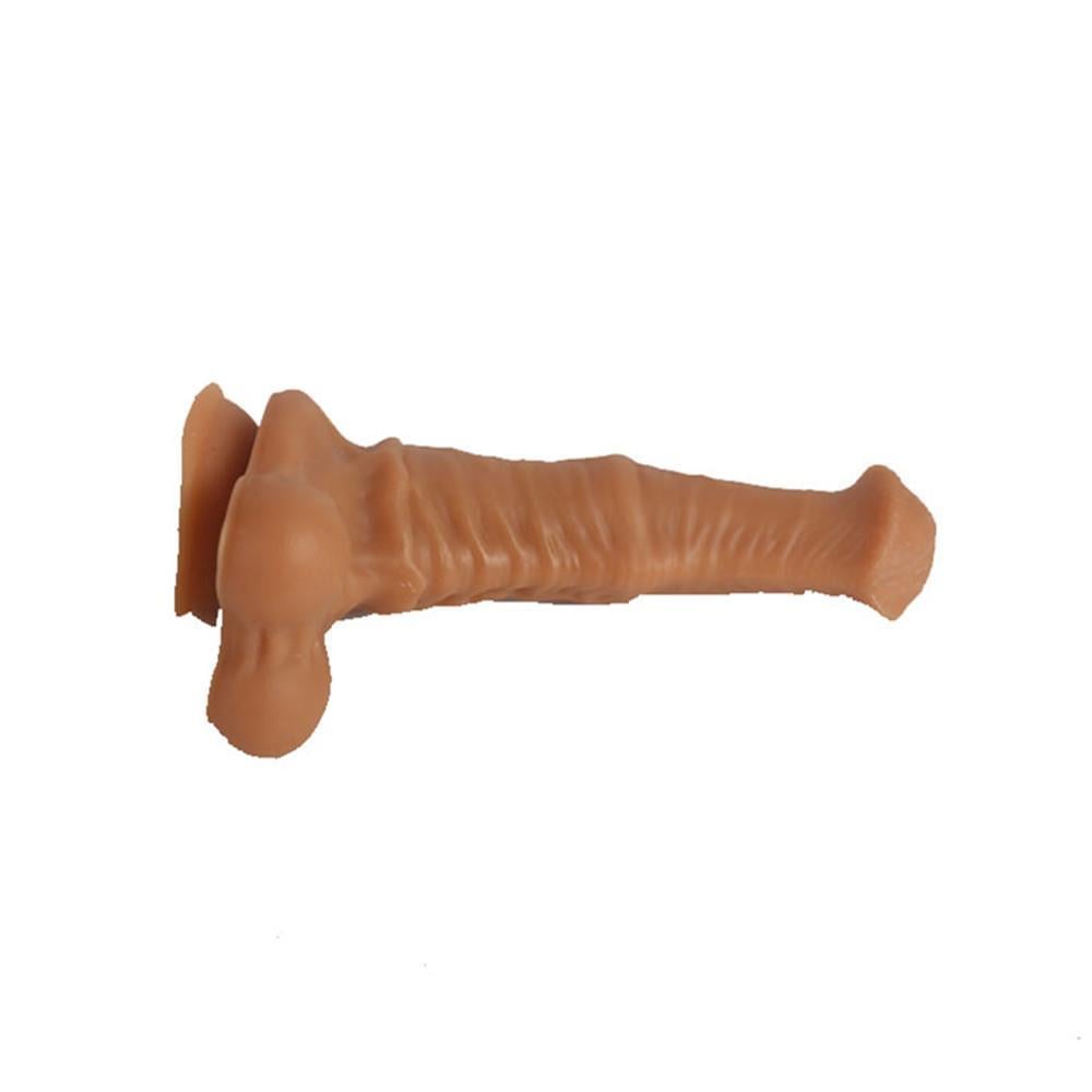 43 cm Et Dokulu Gerçekçi Çift Katmanlı Sünnetsiz Silikon Melez Penis - Horse Power 3
