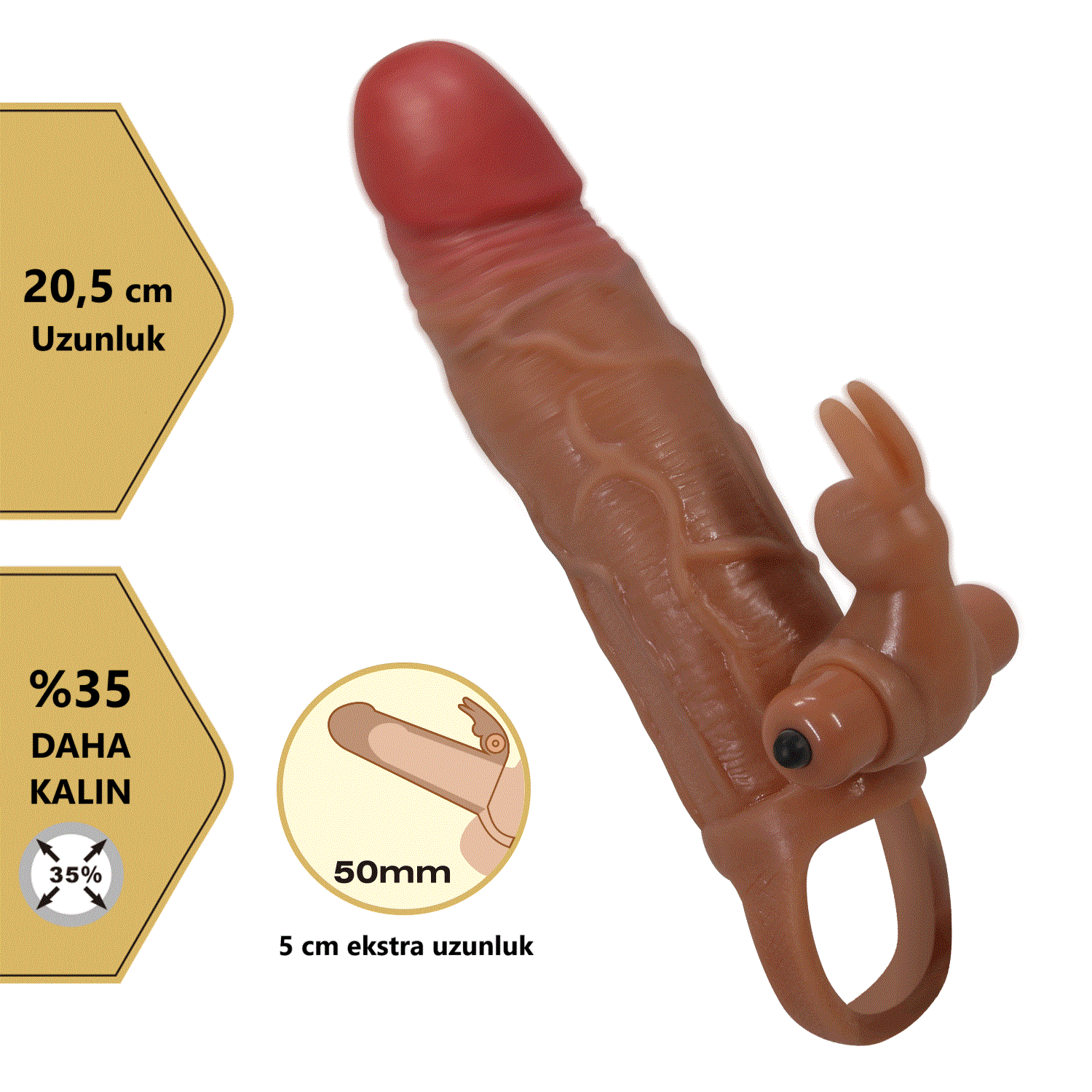 5 cm Dolgu Uzatmalı Titreşimli Penis Kılıfı Prezervatif Vibratör - Osmar