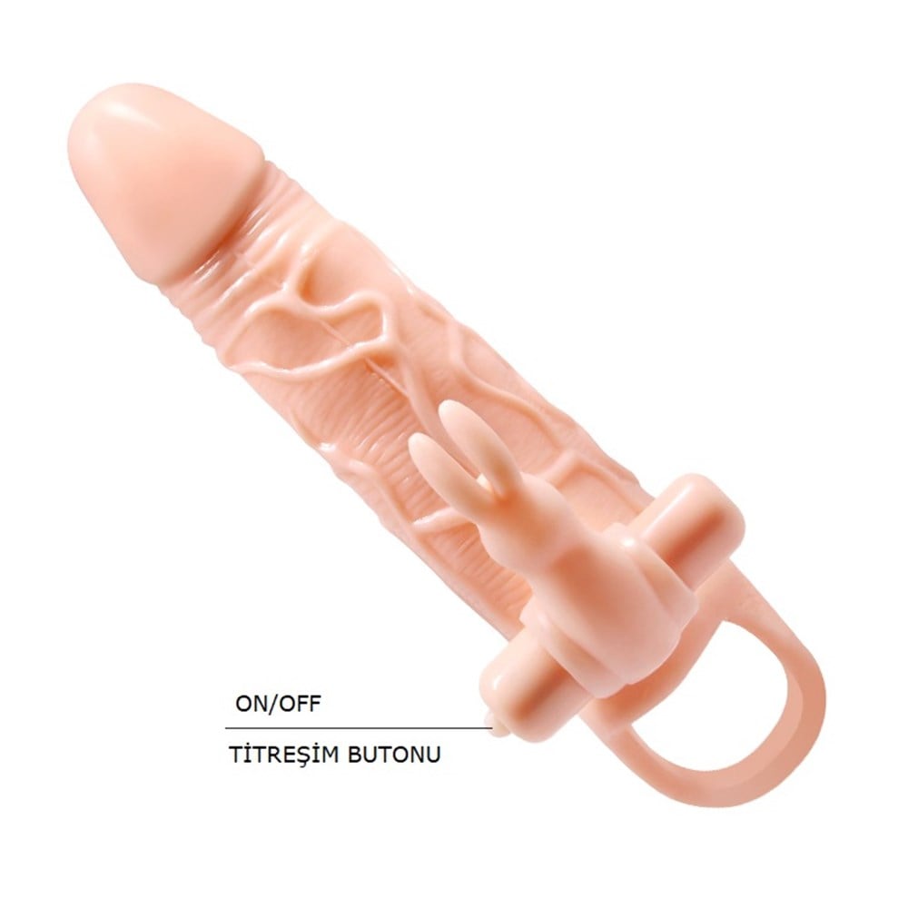 5 cm Dolgu Uzatmalı Titreşimli Penis Kılıfı Prezervatif Vibratör