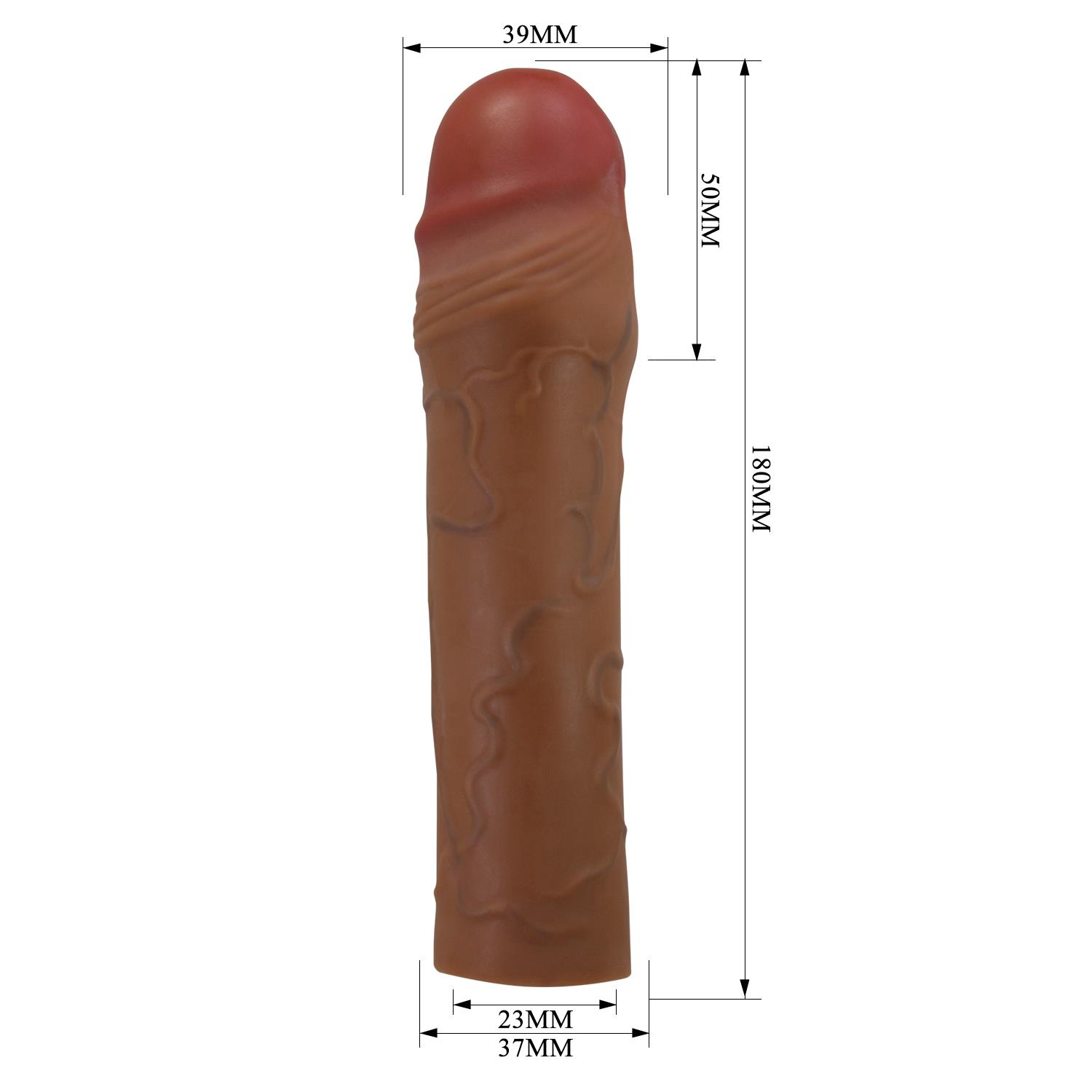 5 cm Dolgulu Premium Melez Rengi Silikon Penis Kılıfı - Chane