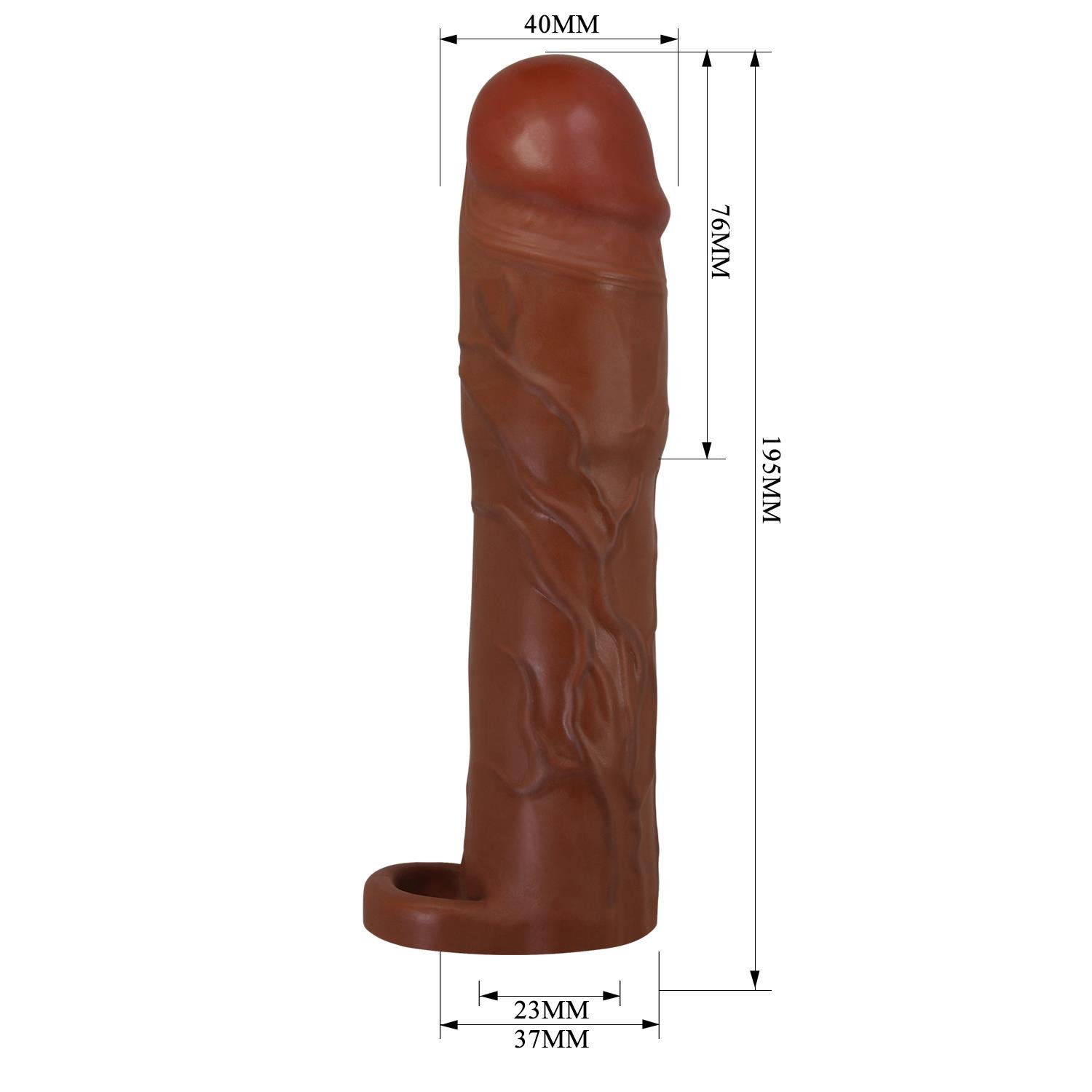 7,6 cm Dolgulu Premium Melez Rengi Silikon Penis Kılıfı - Gerd