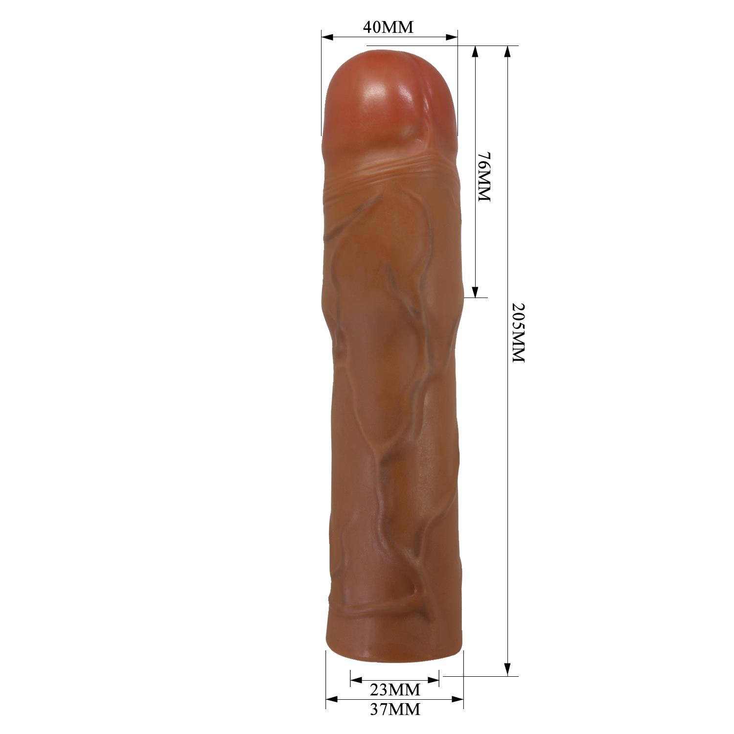 7,6 cm Dolgulu Premium Melez Rengi Silikon Penis Kılıfı - Kylian