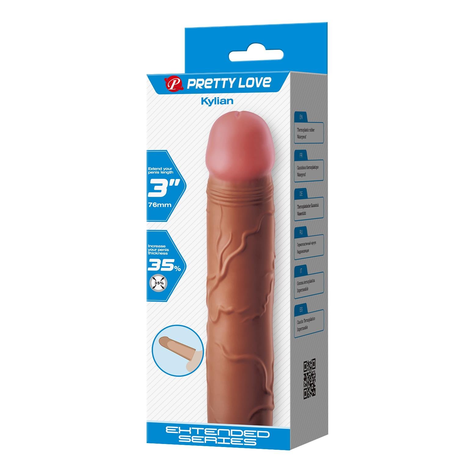 7,6 cm Dolgulu Premium Melez Rengi Silikon Penis Kılıfı - Kylian