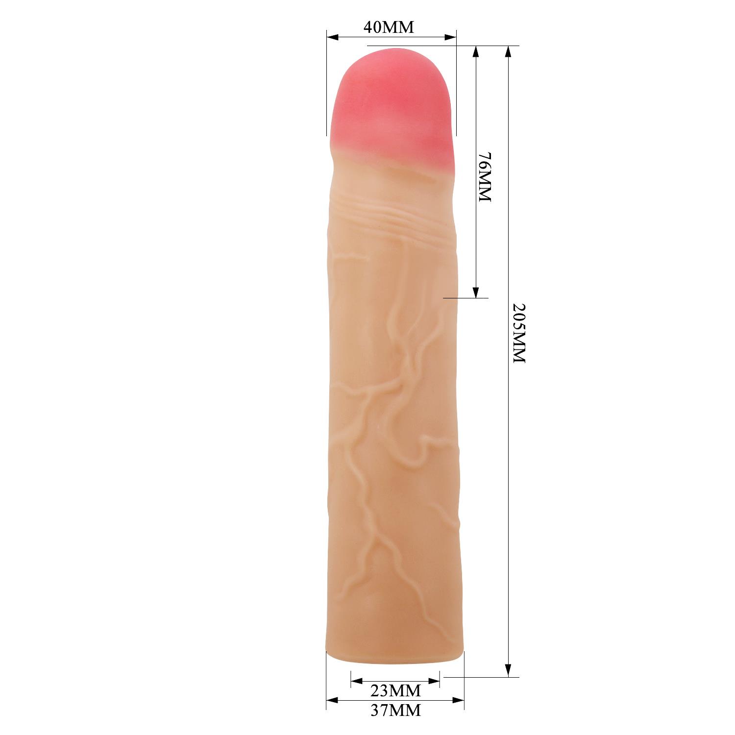 7,6 cm Dolgulu Premium Ten Rengi Silikon Penis Kılıfı - Kylian